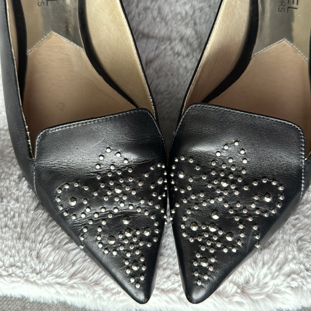 Michael Kors Women's Black Almond Toe Flat Shoes with Studded Design - Picture 7 of 8